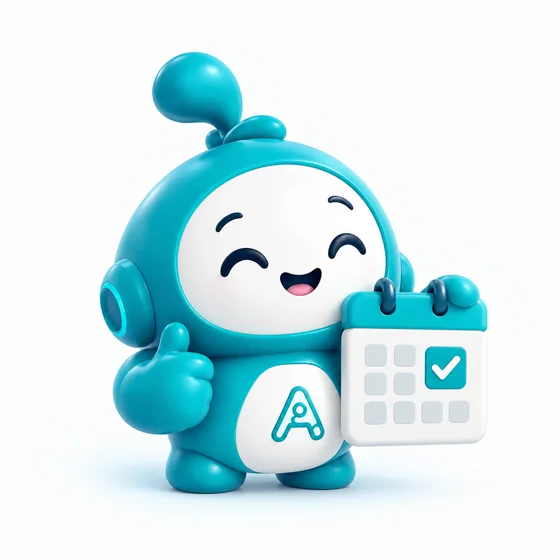 Mascota de Agendoct junto a un calendario con una cita confirmada